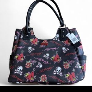 Ed Hardy Black Skull and Rose Women's Bag
